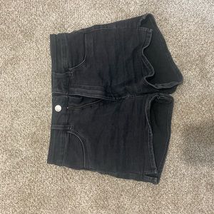 Black denim shorts